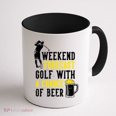 Weekend Forecast Golf With A Chance Of Beer Funny Golf Coffee Mug back