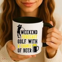 Weekend Forecast Golf With A Chance Of Beer Funny Golf Coffee Mug thumb 3