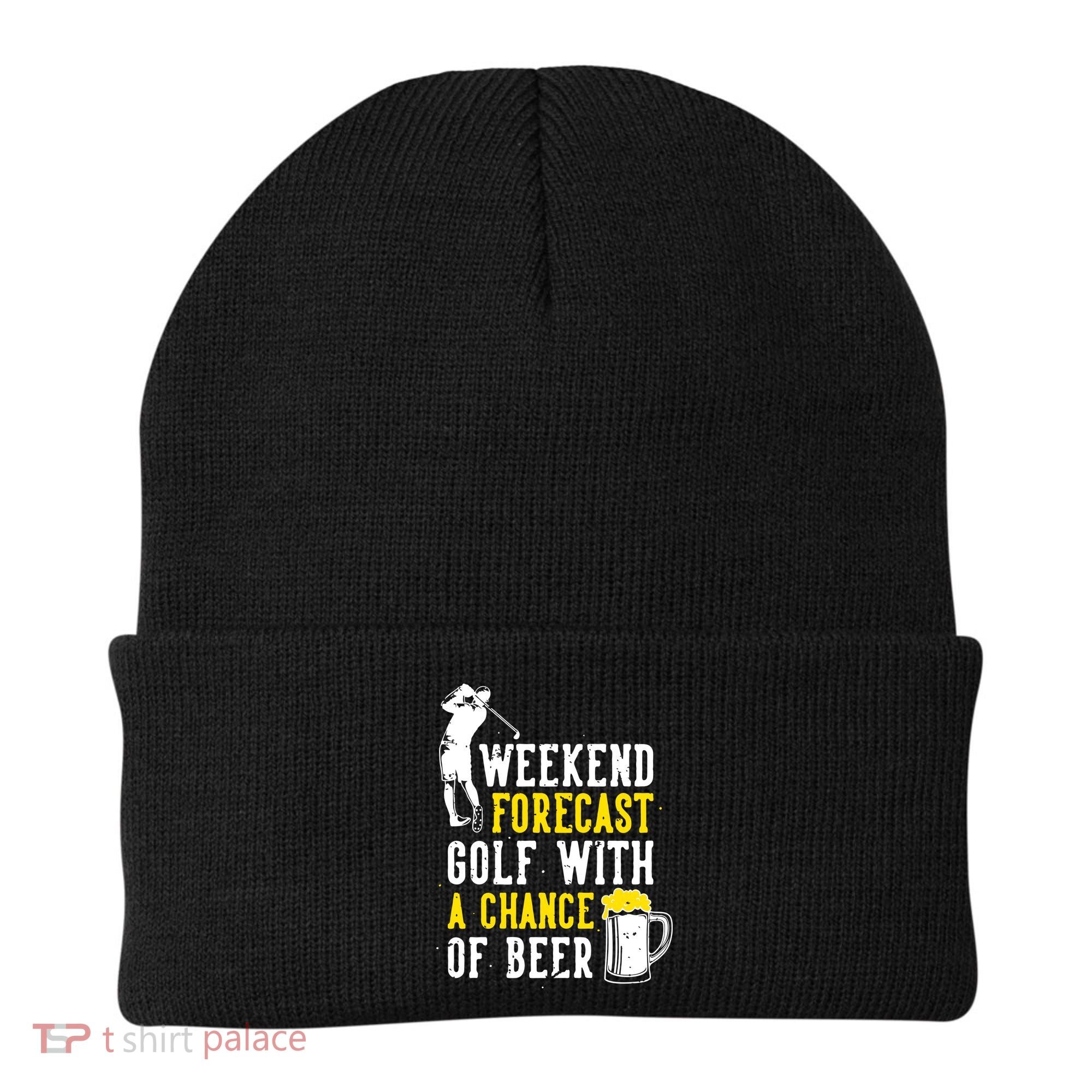 Weekend Forecast Golf With A Chance Of Beer Funny Golf Beanie