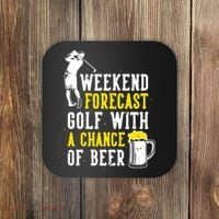 Weekend Forecast Golf With A Chance Of Beer Funny Golf Coaster thumb 0