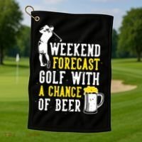 Weekend Forecast Golf With A Chance Of Beer Funny Golf Golf Towel thumb 1