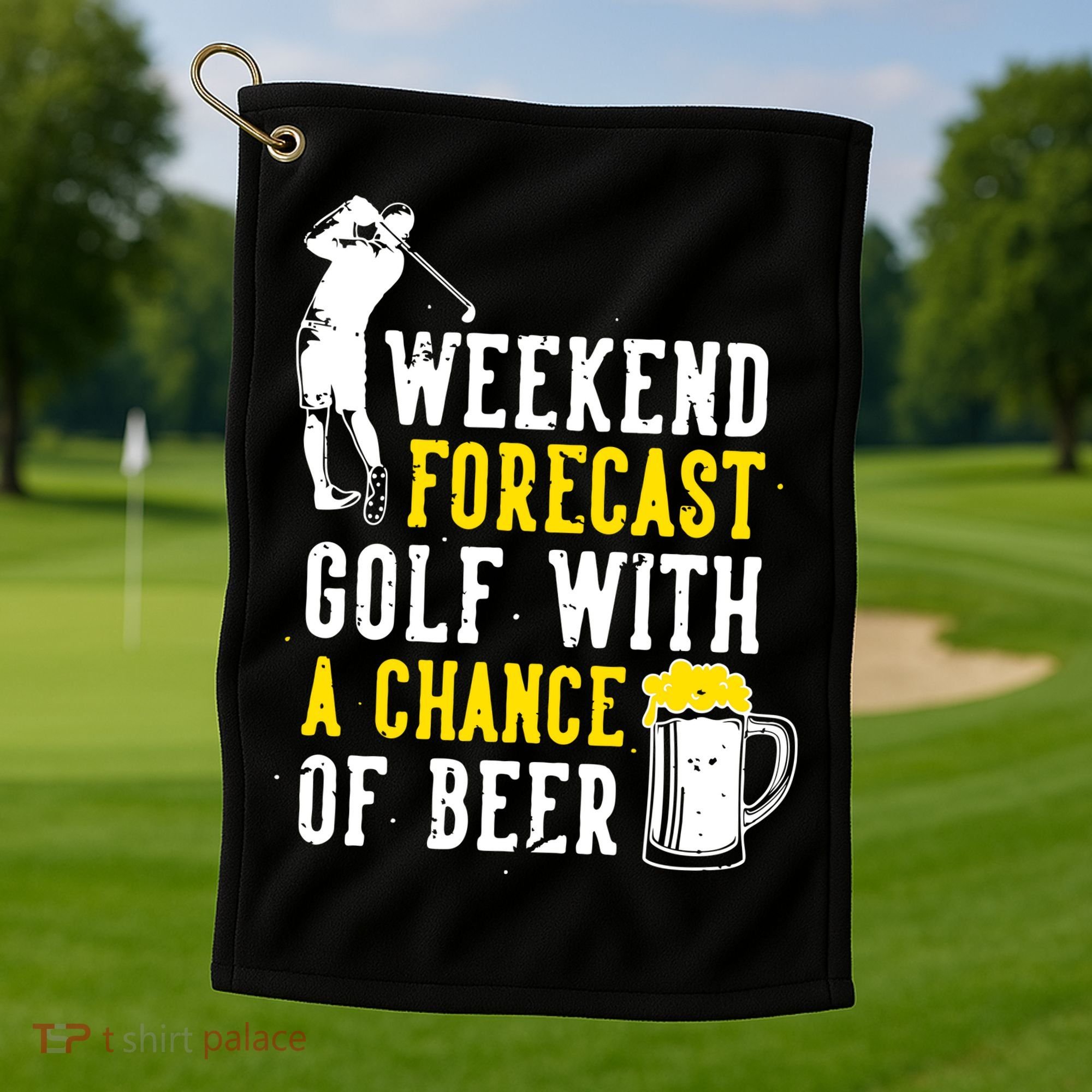 Weekend Forecast Golf With A Chance Of Beer Funny Golf Golf Towel