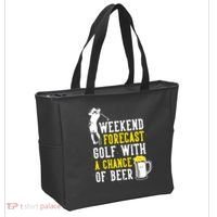 Weekend Forecast Golf With A Chance Of Beer Funny Golf Tote Bag thumb 2