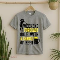 Weekend Forecast Golf With A Chance Of Beer Funny Golf T-Shirt thumb 2