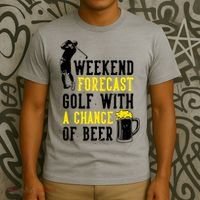 Weekend Forecast Golf With A Chance Of Beer Funny Golf T-Shirt thumb 3