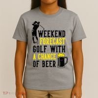 Weekend Forecast Golf With A Chance Of Beer Funny Golf T-Shirt thumb 4