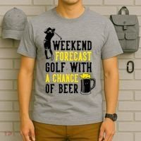 Weekend Forecast Golf With A Chance Of Beer Funny Golf T-Shirt thumb 6