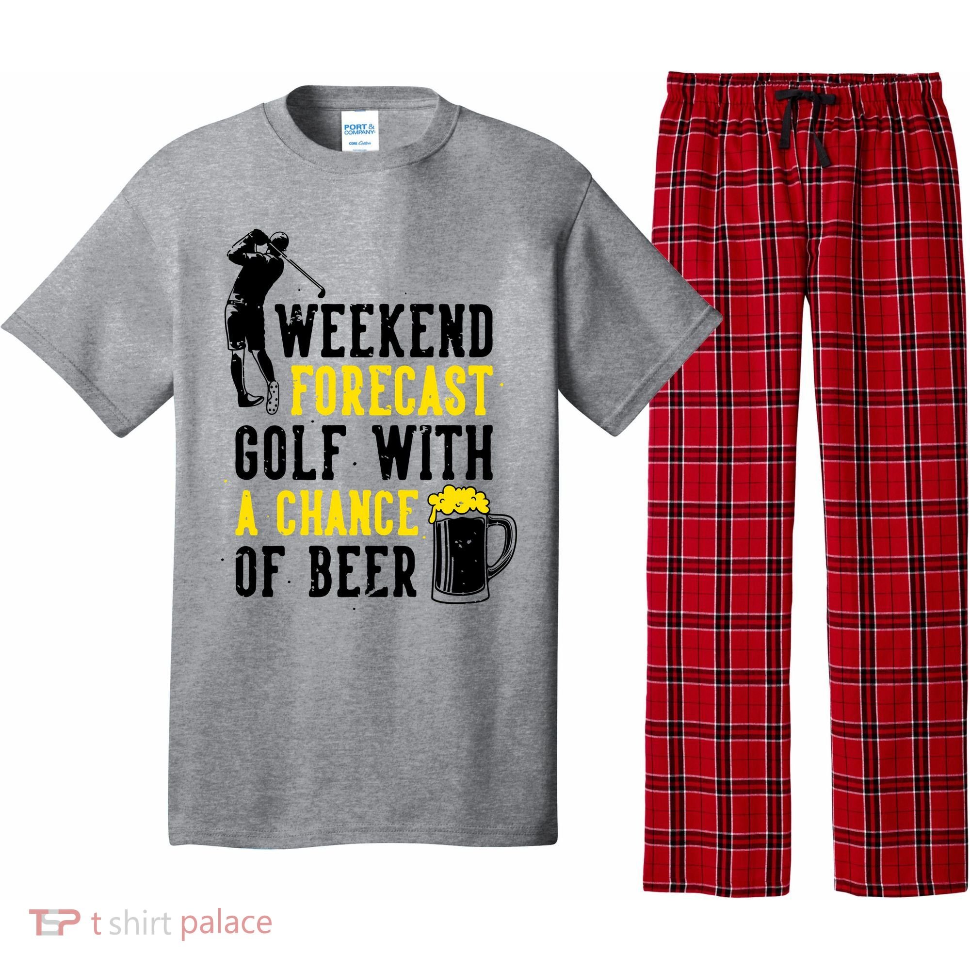 Weekend Forecast Golf With A Chance Of Beer Funny Golf Pajama Set