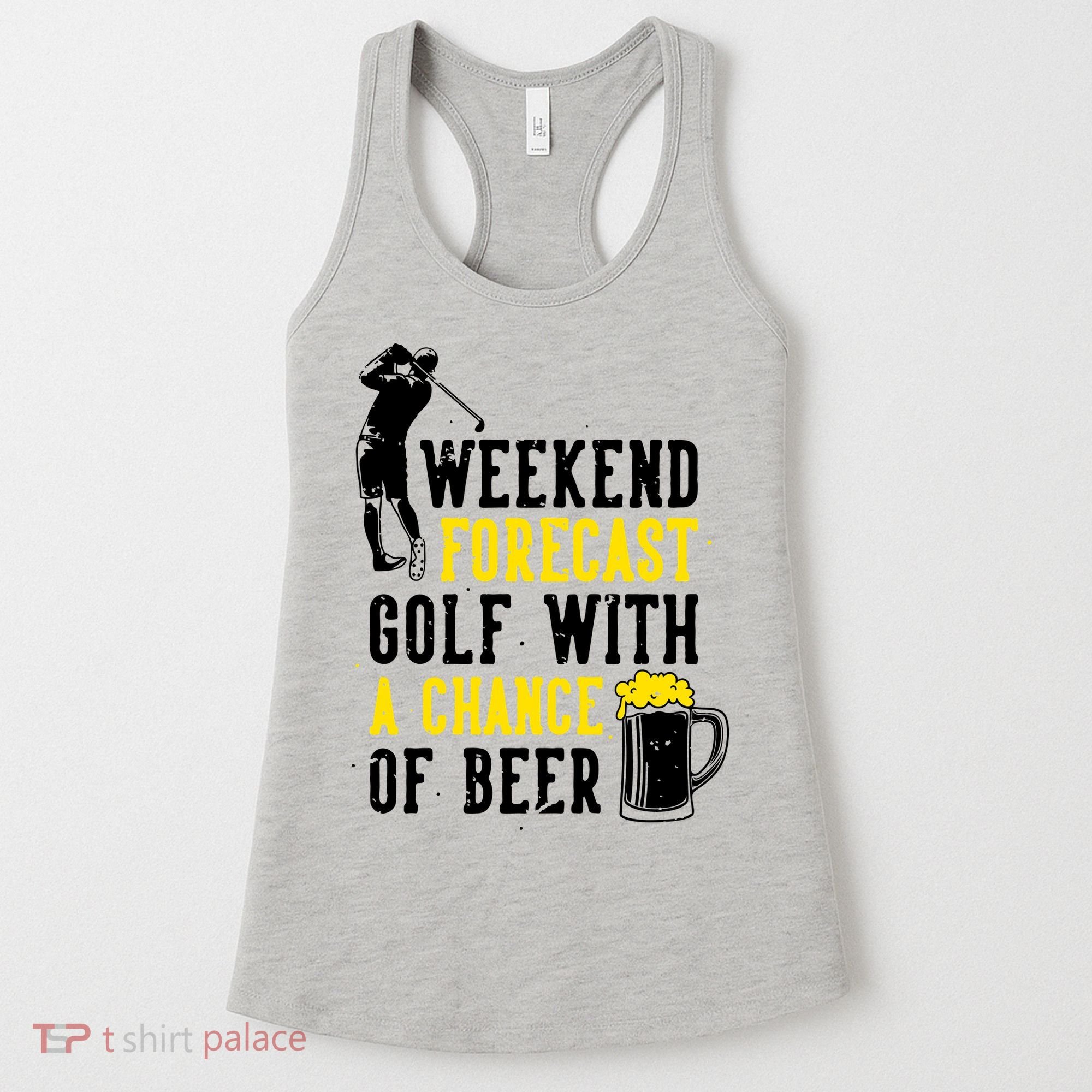 Weekend Forecast Golf With A Chance Of Beer Funny Golf Women's Tank Top