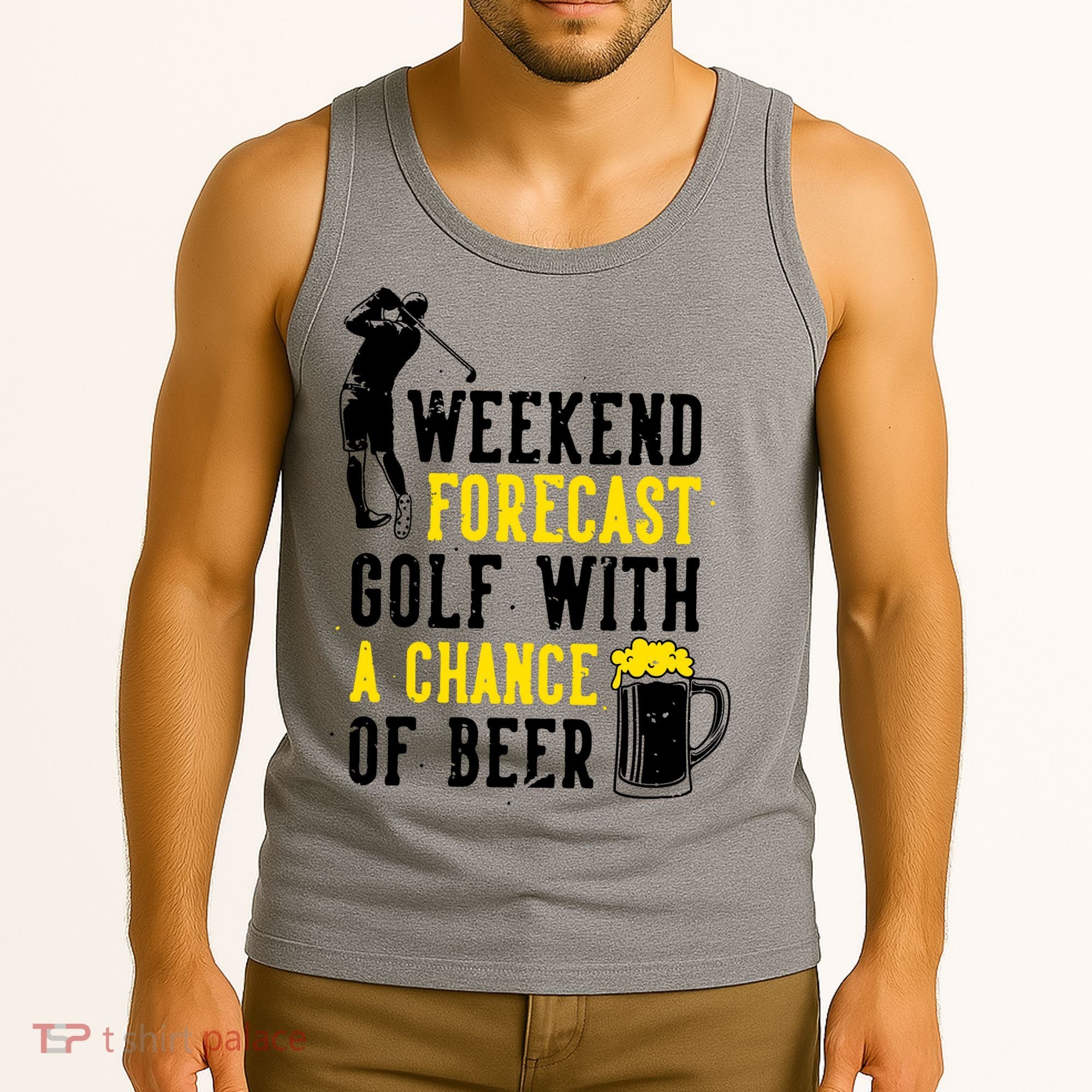 Weekend Forecast Golf With A Chance Of Beer Funny Golf Tank Top