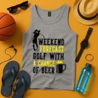 Weekend Forecast Golf With A Chance Of Beer Funny Golf Tank Top thumb 4