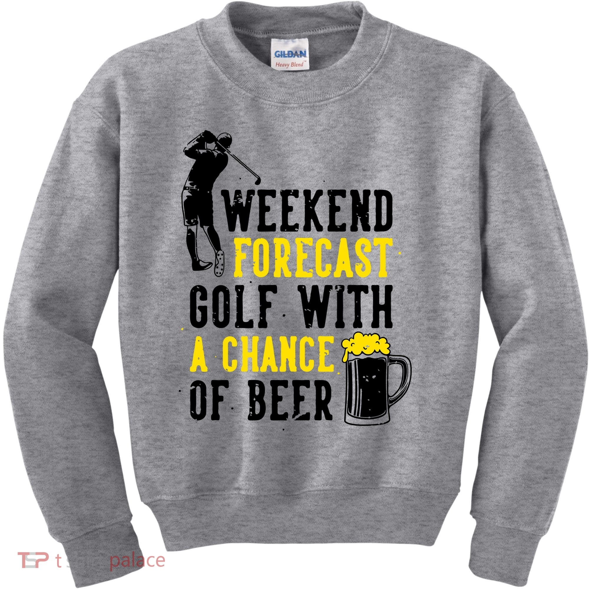 Weekend Forecast Golf With A Chance Of Beer Funny Golf Kids Sweatshirt