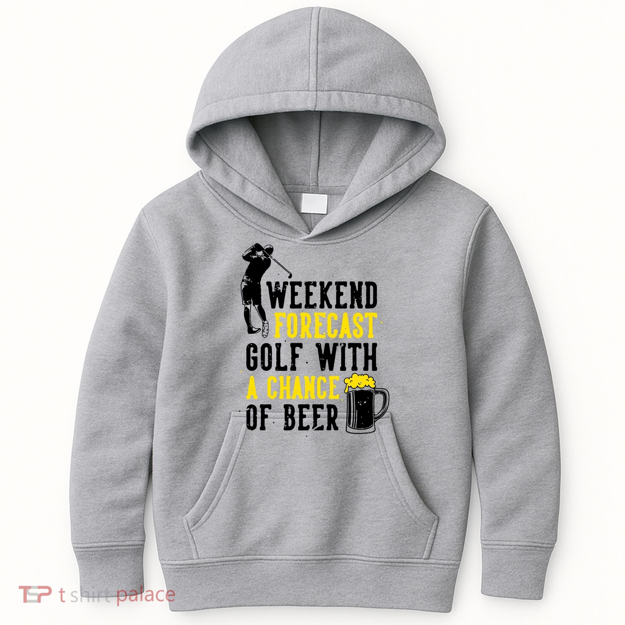 Weekend Forecast Golf With A Chance Of Beer Funny Golf Kids Hoodie