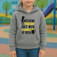 Weekend Forecast Golf With A Chance Of Beer Funny Golf Kids Hoodie thumb 3