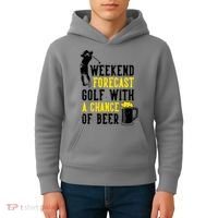 Weekend Forecast Golf With A Chance Of Beer Funny Golf Kids Hoodie thumb 4