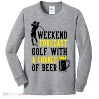 Weekend Forecast Golf With A Chance Of Beer Funny Golf Kids Long Sleeve Shirt thumb 0