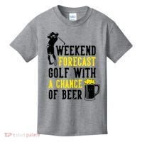 Weekend Forecast Golf With A Chance Of Beer Funny Golf Kids T-Shirt thumb 0