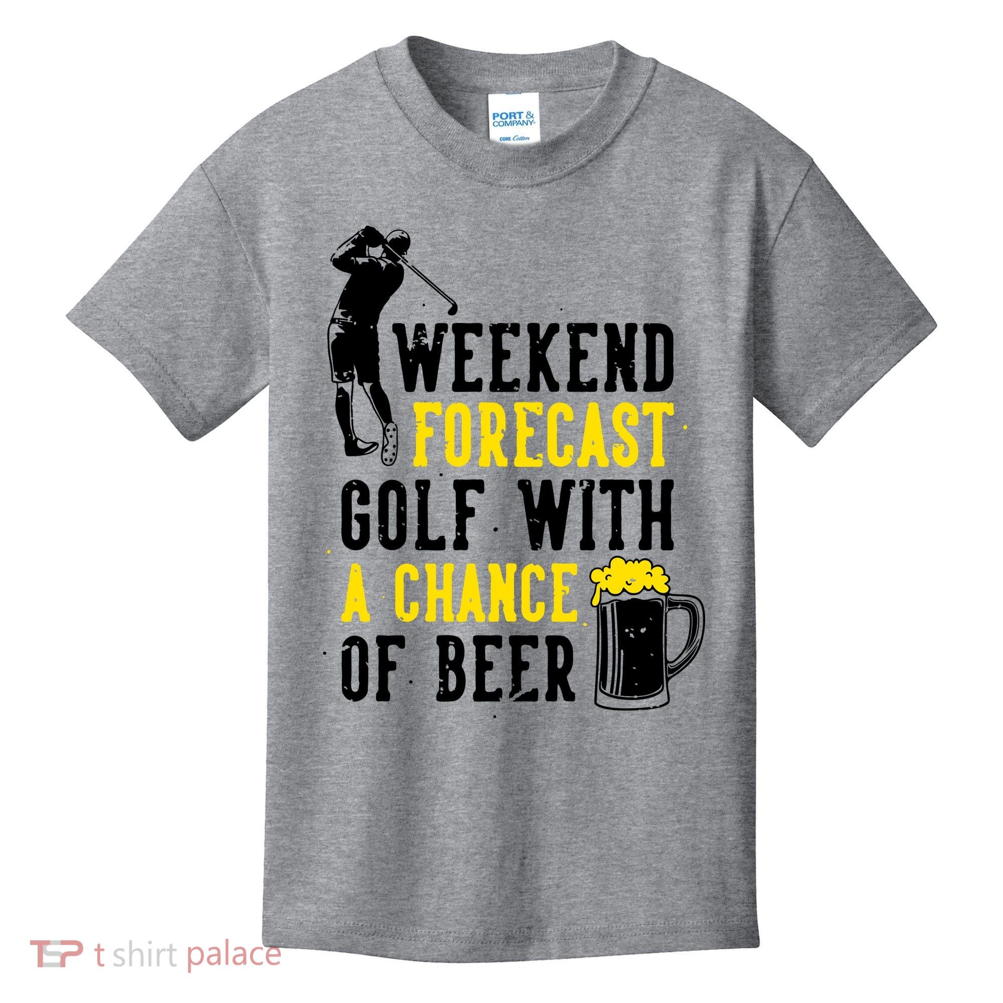 Weekend Forecast Golf With A Chance Of Beer Funny Golf Kids T-Shirt