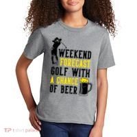 Weekend Forecast Golf With A Chance Of Beer Funny Golf Kids T-Shirt thumb 2