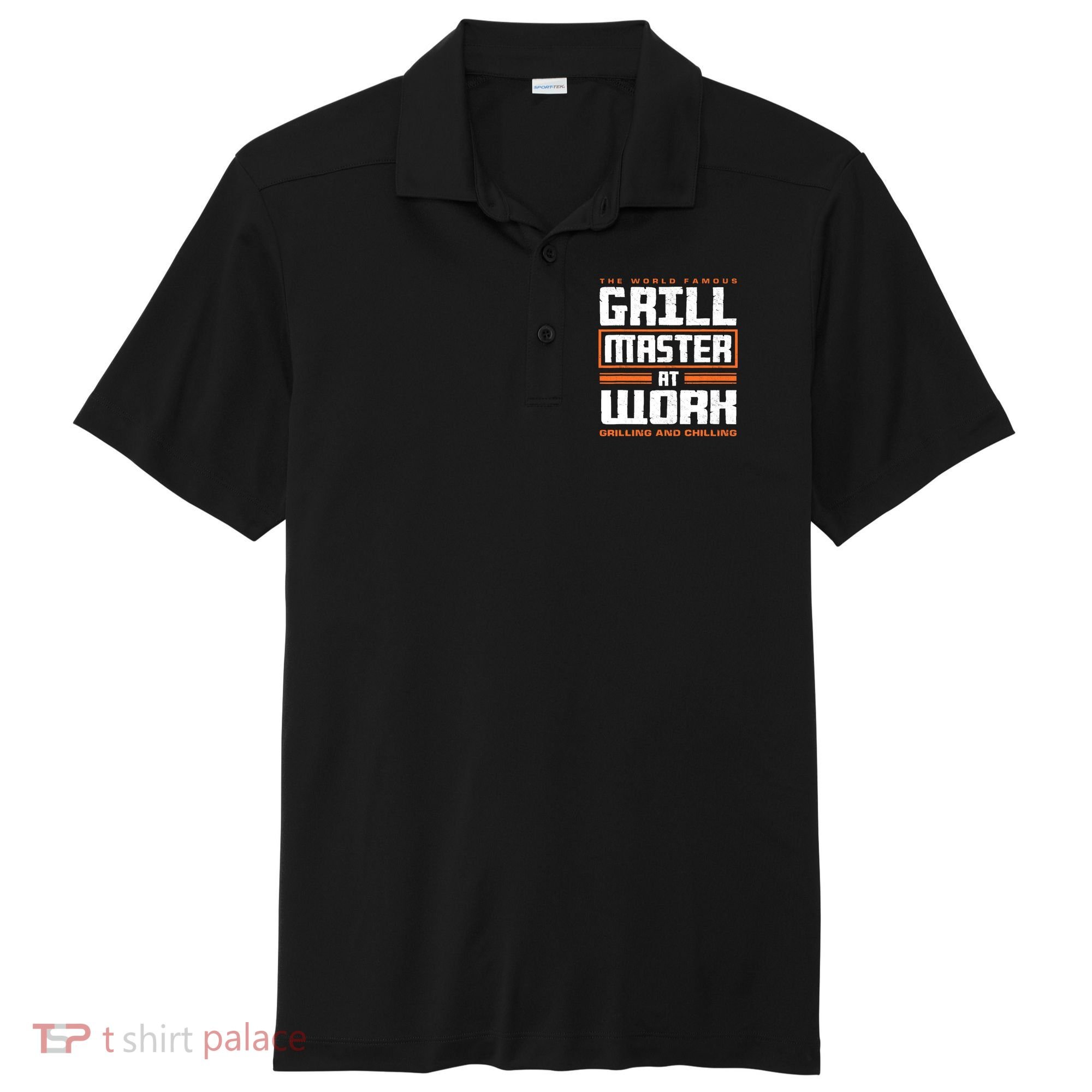 World Famous Grill Master At Work - Funny Grillmaster BBQ Sport-Tek Posi-UV Pro Polo