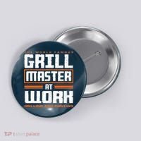 World Famous Grill Master At Work - Funny Grillmaster BBQ Button thumb 0