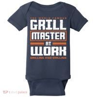 World Famous Grill Master At Work - Funny Grillmaster BBQ Baby Bodysuit thumb 0