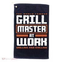 World Famous Grill Master At Work - Funny Grillmaster BBQ Golf Towel thumb 0