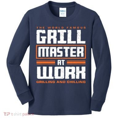 World Famous Grill Master At Work - Funny Grillmaster BBQ Kids Long Sleeve Shirt