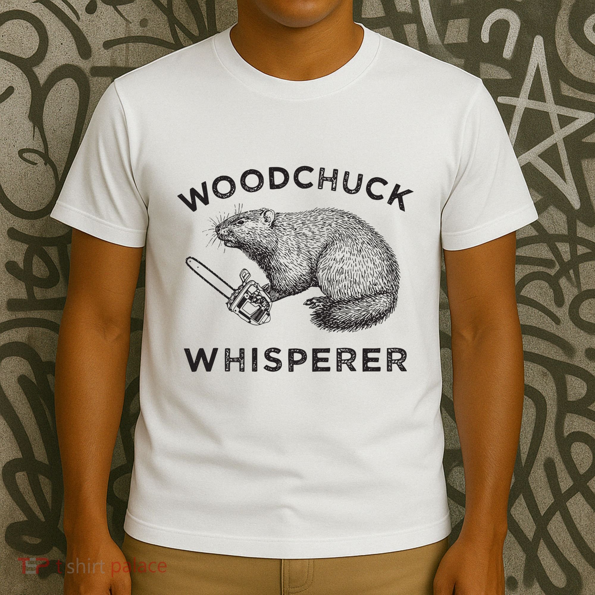 Woodchuck Funny Groundhog With Chainsaw T-Shirt