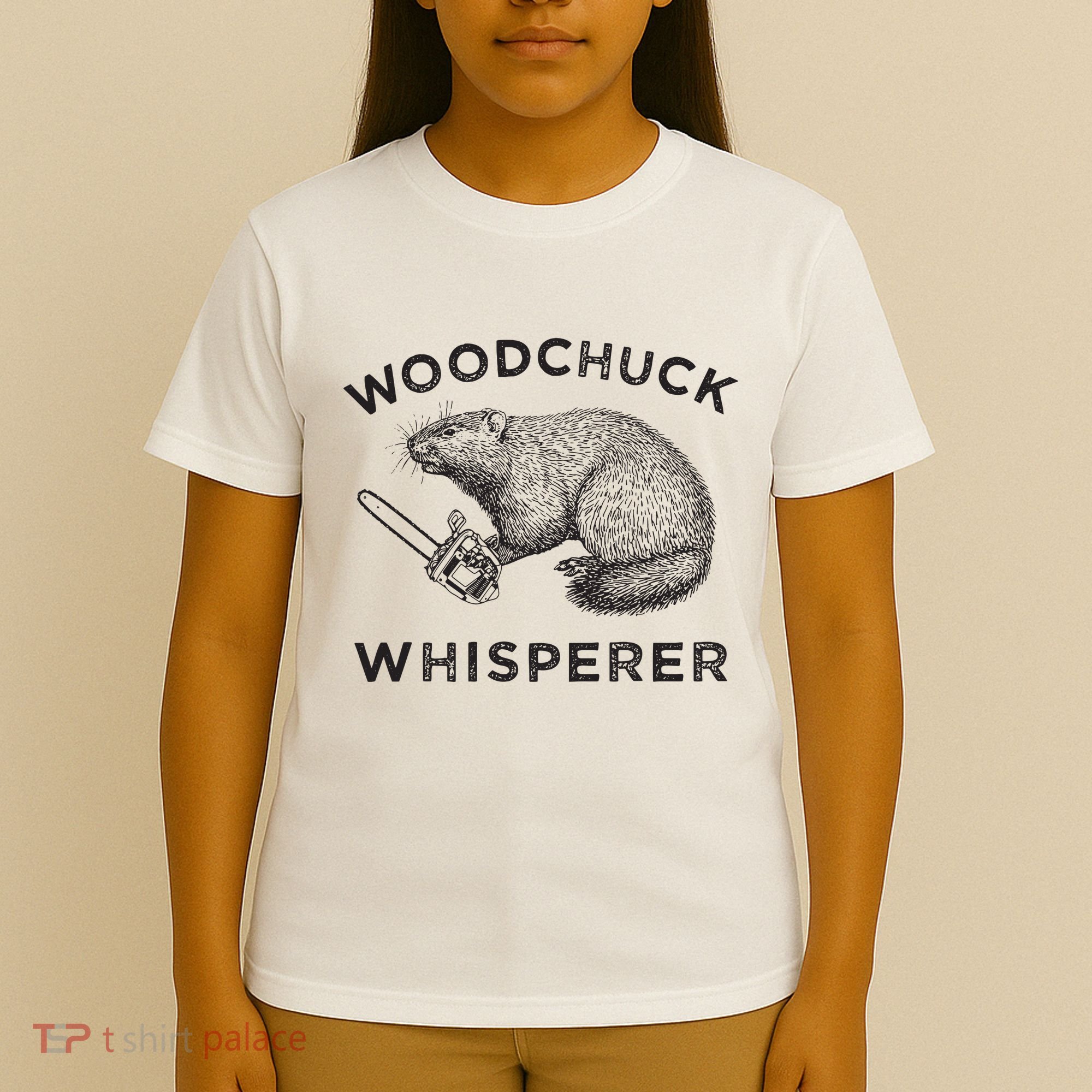Woodchuck Funny Groundhog With Chainsaw T-Shirt