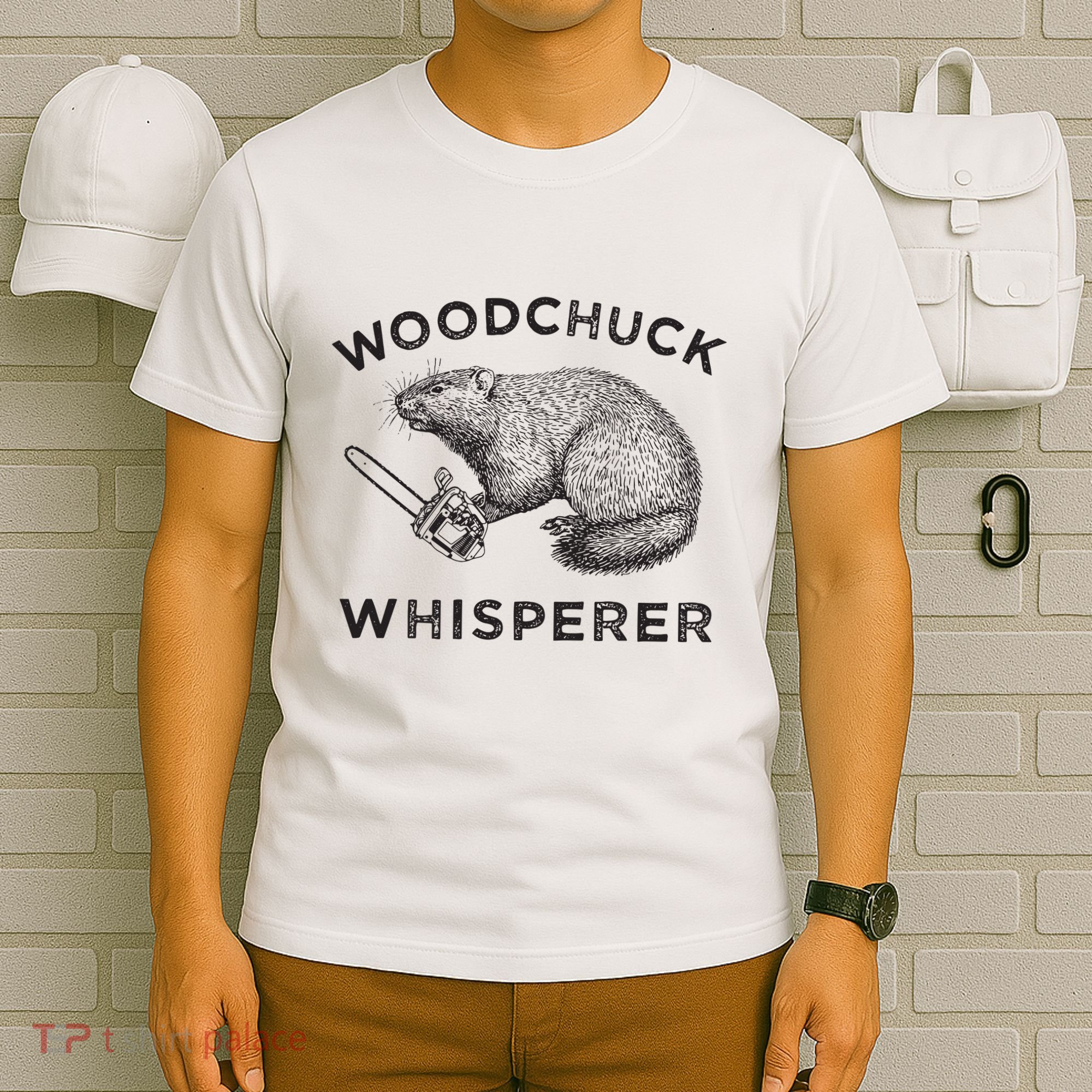 Woodchuck Funny Groundhog With Chainsaw T-Shirt