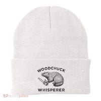 Woodchuck Funny Groundhog With Chainsaw Beanie thumb 0