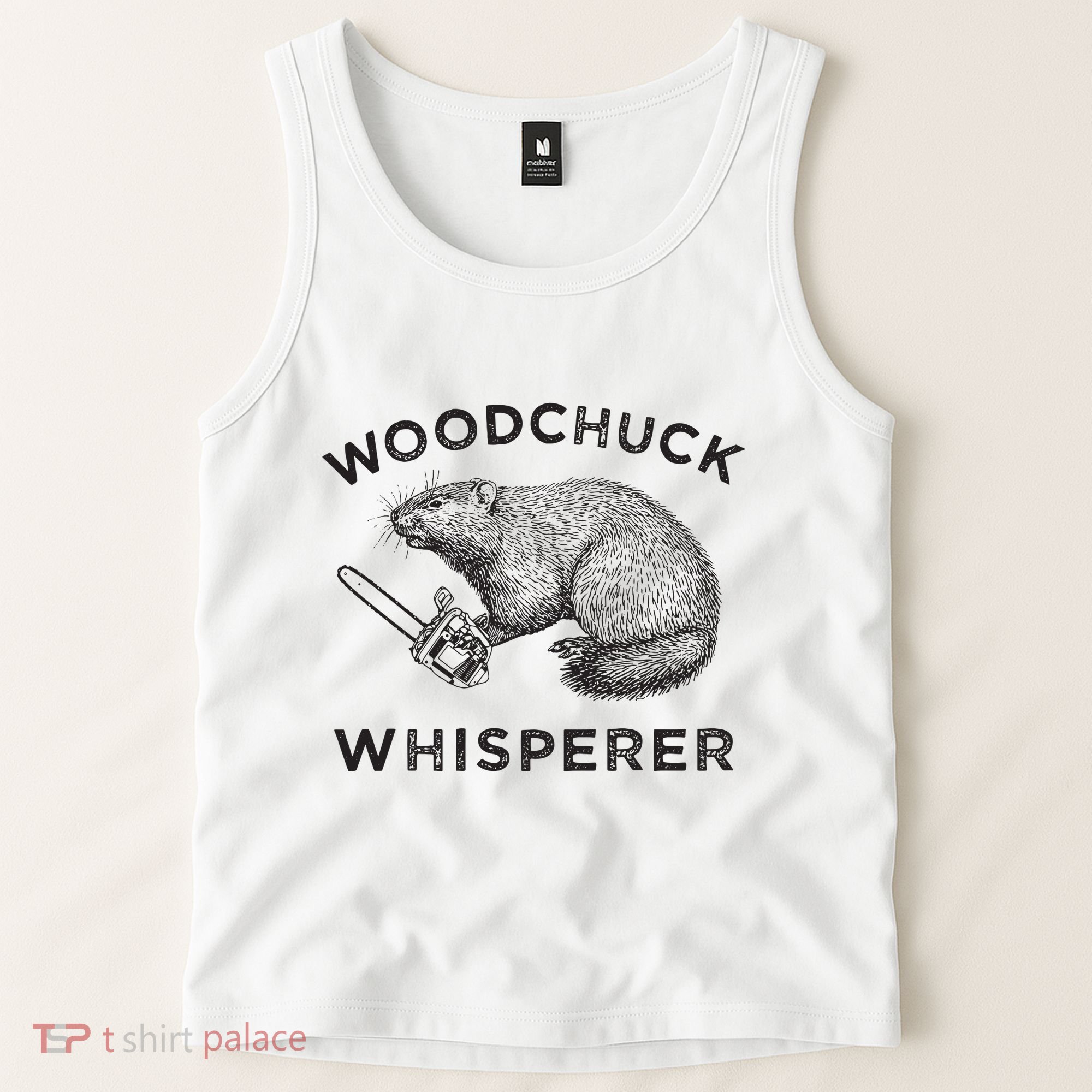 Woodchuck Funny Groundhog With Chainsaw Tank Top