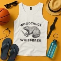 Woodchuck Funny Groundhog With Chainsaw Tank Top thumb 4