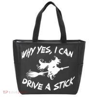 Womens Funny Halloween Shirt Why Yes I Can Drive A Stick VNeck Tote Bag thumb 0