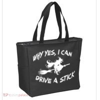 Womens Funny Halloween Shirt Why Yes I Can Drive A Stick VNeck Tote Bag thumb 2