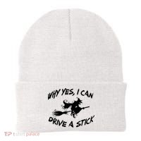 Womens Funny Halloween Shirt Why Yes I Can Drive A Stick VNeck Beanie thumb 0