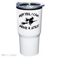 Womens Funny Halloween Shirt Why Yes I Can Drive A Stick VNeck Tumbler thumb 0