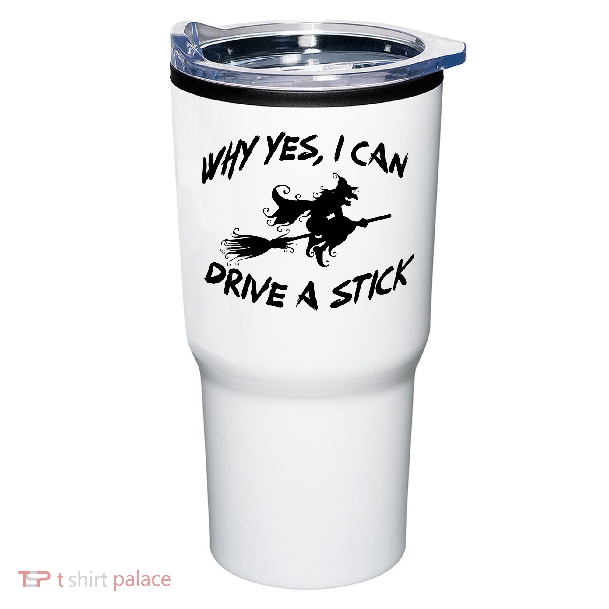 Womens Funny Halloween Shirt Why Yes I Can Drive A Stick VNeck Tumbler