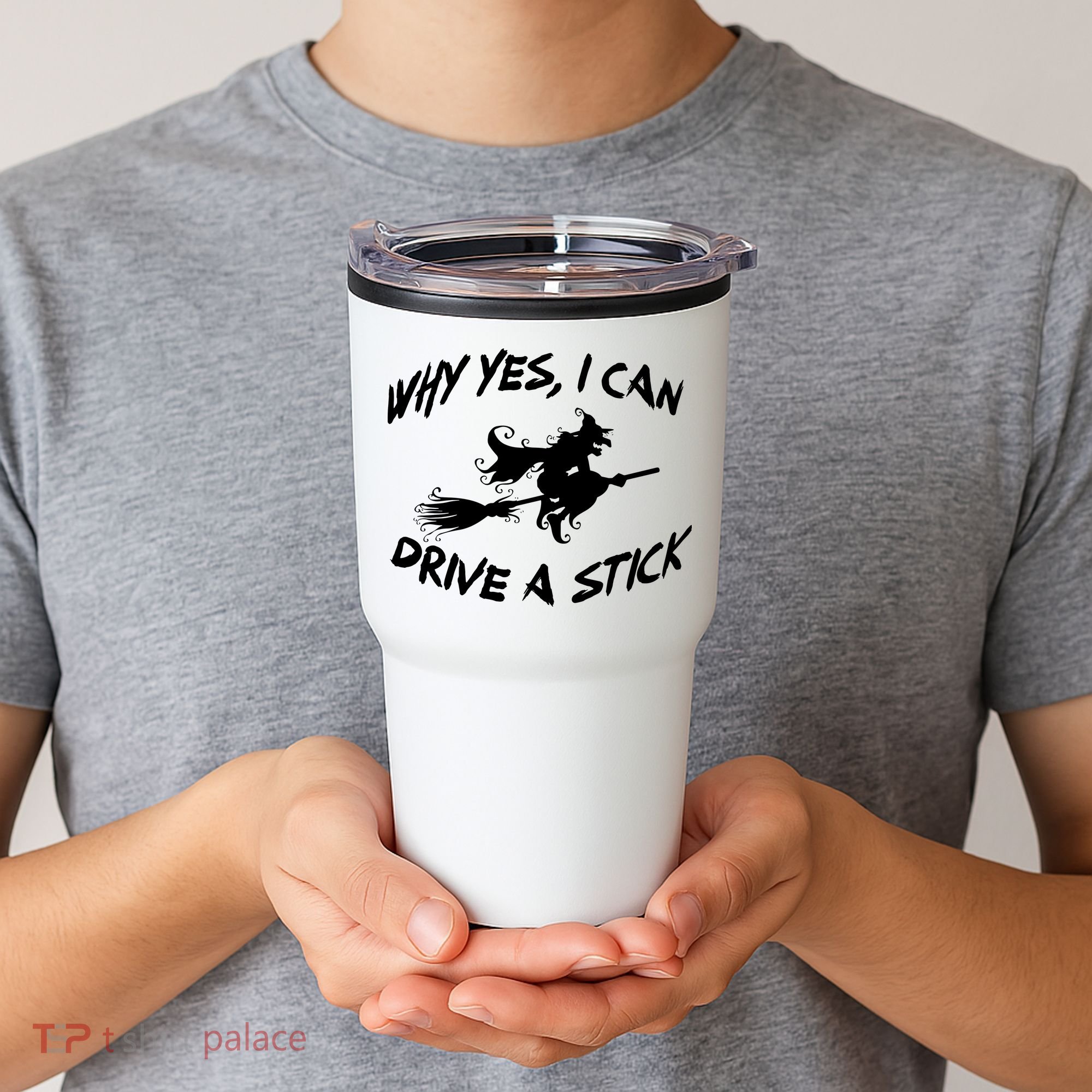 Womens Funny Halloween Shirt Why Yes I Can Drive A Stick VNeck Tumbler