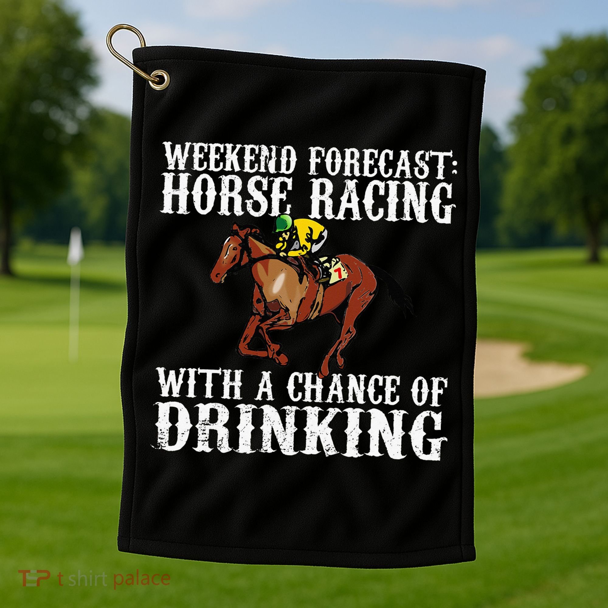 Weekend Forecast Horse Racing Chance Of Drinking Derby Gift Golf Towel