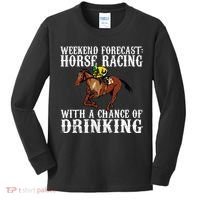Weekend Forecast Horse Racing Chance Of Drinking Derby Gift Kids Long Sleeve Shirt thumb 0
