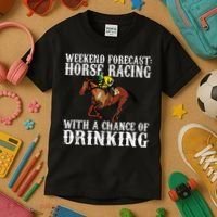 Weekend Forecast Horse Racing Chance Of Drinking Derby Gift Kids T-Shirt thumb 3