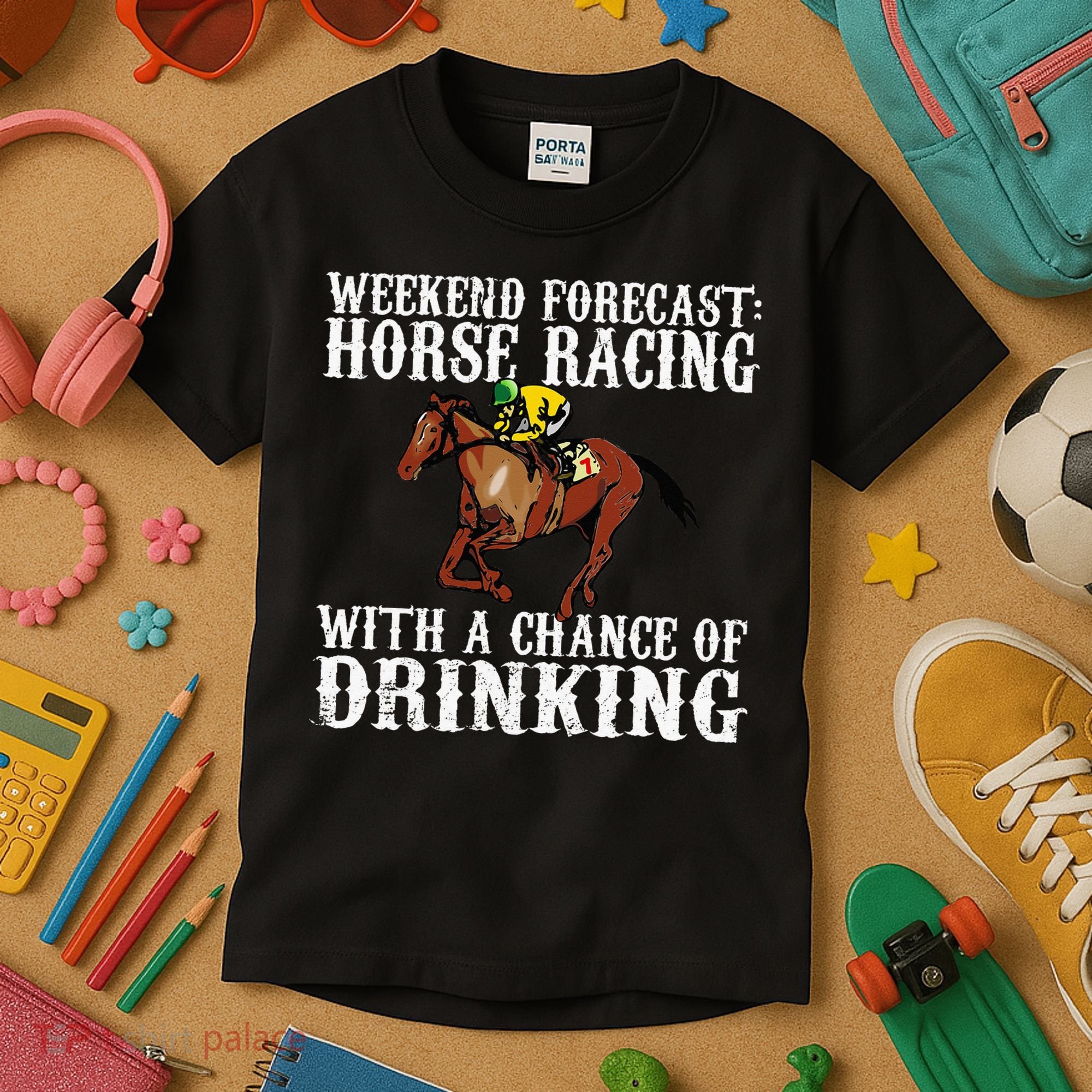 Weekend Forecast Horse Racing Chance Of Drinking Derby Gift Kids T-Shirt