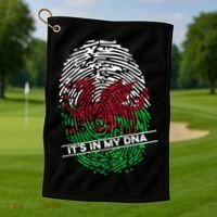 Welsh Flag Its In My Dna Cool Gift Golf Towel thumb 1