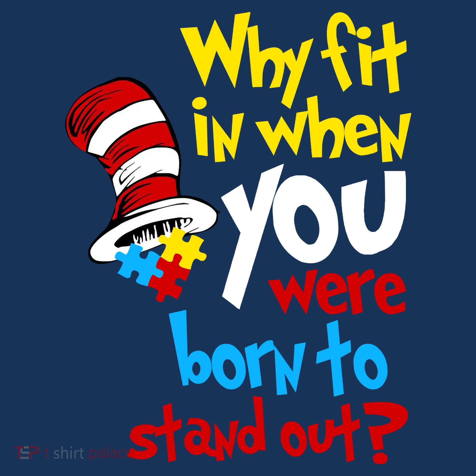 Why Fit In Doctor Teacher Cat In Hat Autism Awareness Polo