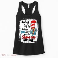Why Fit In Autism Awareness Doctor Teacher Hat Cat Book Women's Tank Top thumb 0