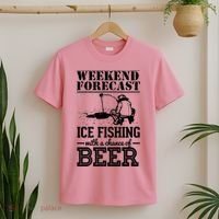 Weekend Forecast Ice Fishing With A Chance Of Beer T-Shirt thumb 2