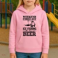 Weekend Forecast Ice Fishing With A Chance Of Beer Kids Hoodie thumb 3