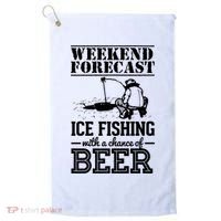 Weekend Forecast Ice Fishing With A Chance Of Beer Golf Towel thumb 0
